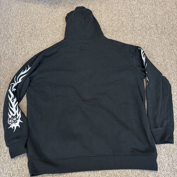 Vintage Lurking Class Full Zip Hoodie Men XL Flames + Skulls Black White - Picture 12 of 12